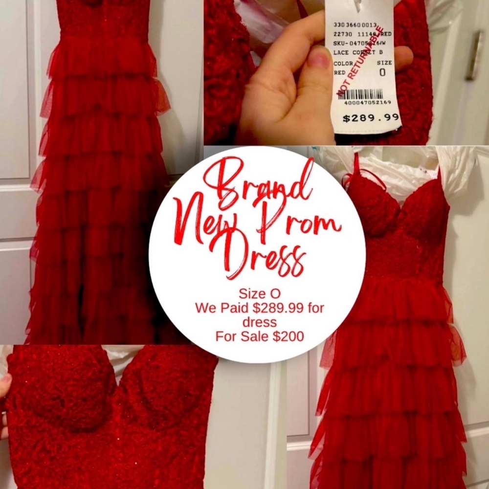 Camille La Vie Red Lace & Tiered Tulle Girls' Formal Dress